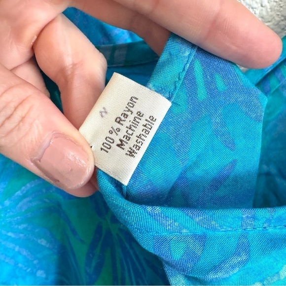 20. VTG Island Girl Women's XL Maxi Dress Hawaiian Tropical Blue Vacation Boho - Picture 6 of 9